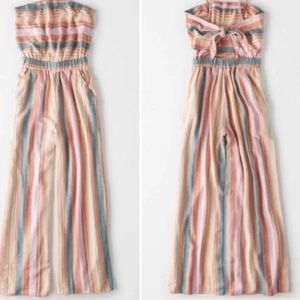 American Eagle Medium Pastel Strapless Jumpsuit with Pockets